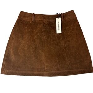 NWT Commense Brown Faux Suede Skort Mini Skirt Shorts Size M